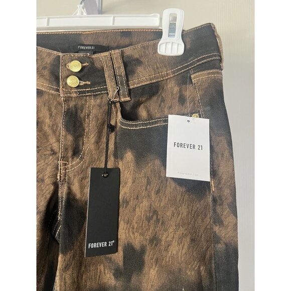 Forever 21 Women’s Bootcut Jeans 26 Brown Black Acid Wash Bleach Effect NWT - Picture 2 of 5